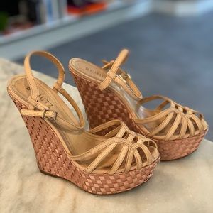 SCHUTZ rose gold suede wedges